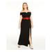 B DARLIN Womens Black Slitted Short Sleeve Off Shoulder Full-Length Sheath Formal Dress Size 20W