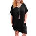 UKAP Women Dress Short Sleeve V Neck Tieing Hem Tops Dresses Ladies Plus Size Summer Casual Loose A-Line Dress Sundress