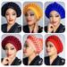 African Women Fashion Wedding Headwear Plain Handmade Auto Gele Nigerian African Head Wraps Muslim Turban Bonnet - Black