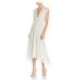 JOIE Womens White Striped Short Sleeve V Neck Midi Sheath Dress Size XS