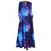 Womens Plus Size Long Sleeves Floral V Neck Party Evening Pockets Maxi Dresses