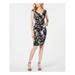 ADRIANNA PAPELL Womens Black Floral Printed Sleeveless V Neck Above The Knee Body Con Evening Dress Size 8