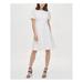 DKNY Womens White Solid Short Sleeve Crew Neck Knee Length Fit + Flare Dress Size 10