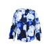 CALVIN KLEIN Womens Blue Floral Print Bell Sleeve V Neck Button Up Top Petites Size: XL