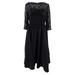 Jessica Howard Women's Petite Sequined Fit & Flare Dress (10P, Black)