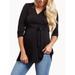 Women's 3/4 Sleeve Pregnant Breastfeeding Wrap Maternity Nursing Lace Up Tops