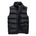 Topwoner Men Autumn Winter Solid Color Down Stand Collar Jacket Thick Warm Down Zipper Vest Slim Coat