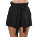 Shorts Pants for Women Sexy High Waist Slim Fit Casual Style Belted Summer Beach Office Workout for Ladies with Pockets Solid Black S