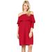 Womens 3/4 Sleeve Reg and Plus Size Off The Shoulder Cocktail Dress Ruffle Shift Dress - Made in USA