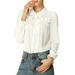 Allegra K Women's Button Down Long Sleeve Cuff Ruffle Detail Blouse Shirt Tops