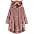 Women's Casual Faux Fur Hooded Coats Fashion Fleece Jackets Plus Size Outerwear