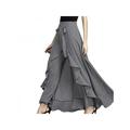 Lavaport Women Palazzo Trousers Ruffle Wide Leg Skirt Pants