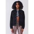 Black Oversized Long Sleeve Classic Denim Jacket 2XL