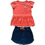 Freestyle Revolution Girls Eyelet Hem Pocket Tee and Denim Short, 2-Piece Outfit Set, Sizes 4-6X