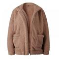 ZEROFEEL Women Loose Lapel Lapel Jacket Coat Long Sleeve Autumn Winter Warm Zipper Plush Outwear