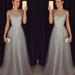 Women Sequined Halter-Neck Sleeveless Chiffon Long Gowns Pageant Party Prom Wedding Bridesmaid Dress