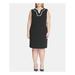 TOMMY HILFIGER Womens Black Sleeveless V Neck Knee Length Shift Wear To Work Dress Size 22W