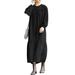 ZANZEA Womens Crew Neck Long Sleeve Dress Ruffle Hem Long Dresses