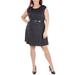 Women's Plus Size Extended Shoulder Dress With Belt