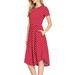 YUNDAI Women's Short Sleeve Polka Dot Casual Dress Pleated Loose Flowy Midi Dress With Pocket X-Large, Red