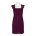 Adrianna Papell Square Neck Sleeveless Cutout Back Zipper Back Floral Lace Dress-MULBERRY
