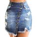 Sexy Dance Women Button Down Front Denim Mini Skirt High Waist Short Skirt with Side Pockets Ripped Frayed Jean Skirt Chic Bodycon Short Mini Skirts