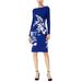 INC International Concepts Floral-Print Sheath Dress Bright Blue X-Small Womens