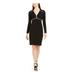 CALVIN KLEIN Womens Black Zippered Color Block Long Sleeve V Neck Above The Knee Body Con Evening Dress Size 10