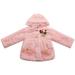 Richie House Girls' Faux Fur Hooded Jacket with Knit Pockets and Lace Trim RH0789