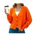 Women's Autumn Winter Knitwear Plain Cardigan Sweater Knit Button Down Open Front V Neck Tops Soft Lightweight Outwear