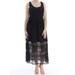 RALPH LAUREN Womens Black Poplin Lace Trim Sleeveless Scoop Neck Maxi Evening Dress Size 8