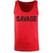 Mens SAVAGE Shirts Hip Hop Culture Urban Apparel (Tank Top Red Blk Ltrs, L)