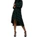 UKAP Fashion Women Plaid V-Neck Swing Dresses Long Sleeve Tunic Mini T Shirt Dress Irregular Hem Flowing Swing Dresses