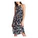 1. STATE Womens Blue Floral Spaghetti Strap Crew Neck Knee Length Blouson Formal Dress Size XS