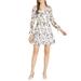 Allegra K Junior's V Neck Long Sleeve Floral Ruffle Dress with Belt