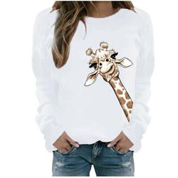 Lanhui Womens Winter Winter Womens Casual Long Sleeve Tops Ladies Print Sweatshirt Blouse Tee Sweater Womens Sweatshirts & Hoodies