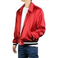 Ma Croix Men's Premium Satin Hipster Inspired Button Up Light Activewear Mesh Lined Bomber Jacket