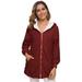 Women Hooded Jacket Faux Lam Wool Long Sleeve Zipper Pockets Plus Size Winter Casual Coat Outwear