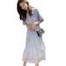 New Summer Skirt Stitching Mesh Cake T-shirt Dress Fairy Puff Skirt Summer Long Skirt Women\'s Clothing