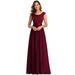 Ever-Pretty Chiffon Wedding Guest Dress Elegant A-line Long Party Dress 00646 Burgundy US6