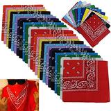 BSLINO Bandanas 24pcs 22 X 22 Inch 100% Cotton Bandana Novelty Double Sided Print Paisley Cowboy Bandana Party Favor Scarf Headband Handkerchiefs Two Dozen