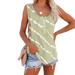 New Women's Sleeveless Diagonal Stripes T-Shirt Tie-Dye Crewneck Tank Tops Casual Loose Plus Size Tees Button Blouse