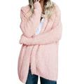 Women Hooded Coat Faux Fur Zipper Coat Women Oversize Fleece Soft Jacket Thick Long Sleeve Plush Jackets Pink XL