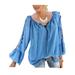 Women 4/3 Bell Sleeve Tunic Blouse Tops Ladies V Neck Off Shoulder Casual Blouse Shirt Ladies Autumn Vintage Kaftan Pullover Henley Shirts Blouse Basic Tee