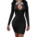 Dewadbow Women Long Sleeve Bodycon Cocktail Evening Party Pencil Mini Dress