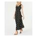 INC Womens Black Multi Dot Sleeveless V Neck Maxi Wrap Dress Dress Size: 4