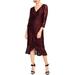 Rachel Rachel Roy Womens Metallic Lace Midi Dress Red 6