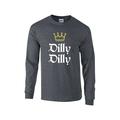Funny Beer Drinking Dilly Dilly King Crown Outline Long Sleeve Tee Shirt Black