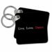 3dRose Live, Love, Dance - Key Chains, 2.25 by 2.25-inches, set of 4