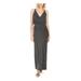 VINCE CAMUTO Womens Black Glitter Zippered Spaghetti Strap V Neck Full-Length Sheath Evening Dress Size 8